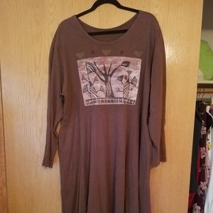 Blue Fish long sleeved dress with pockets, 2x plus